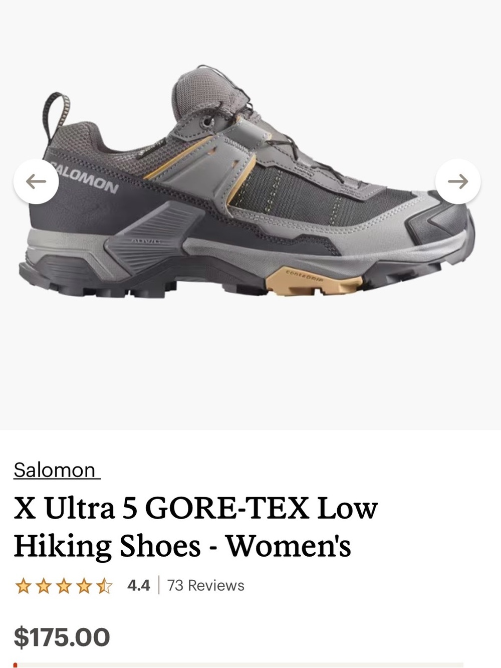 Salomon Women's X Ultra 5 GORE-TEX Hiking Shoes — Plum Kitten/Nine Iron/Clay, 6